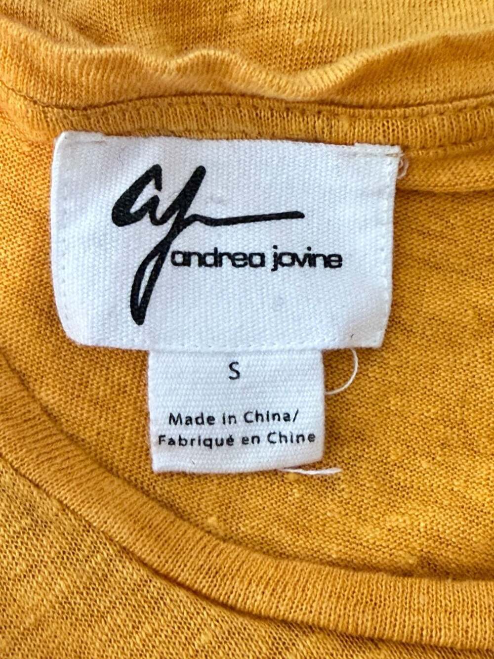 Andrea Jovine Mustard Yellow 100% Linen Front Twist Short Sleeve Top - Picture 5 of 5